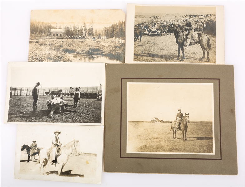 19th - 20th C. COWBOY IMAGES CABINET CARD & POSTCARDS