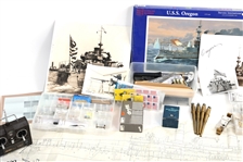 CUSTOM BUILT BATTLESHIP USS OREGON SHIP MODEL, PARTS & PLANS