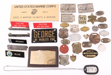 US MILITARY I.D. BADGES, DOG TAGS, MEDALS, & MORE