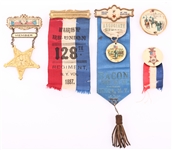 GRAND ARMY OF THE REPUBLIC ENCAMPMENT RIBBONS, BUTTONS