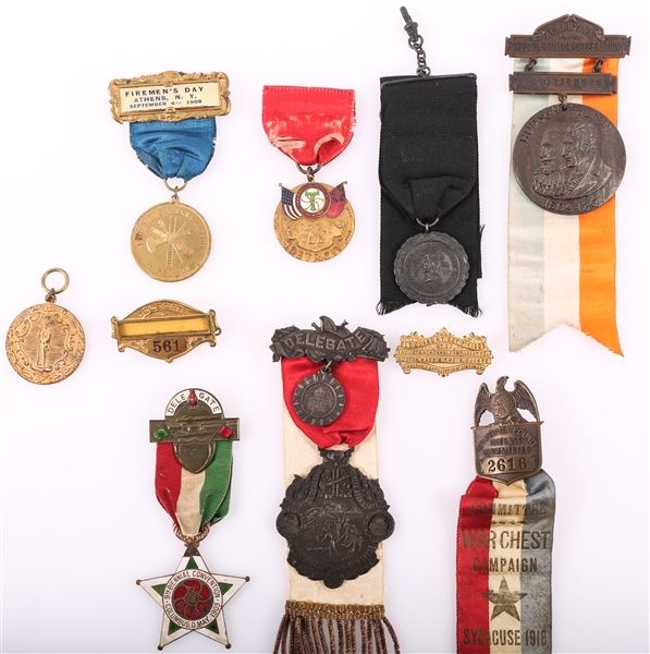 BROTHERHOOD RAILROAD TRAINMEN, FIREMAN BADGES & RIBBONS