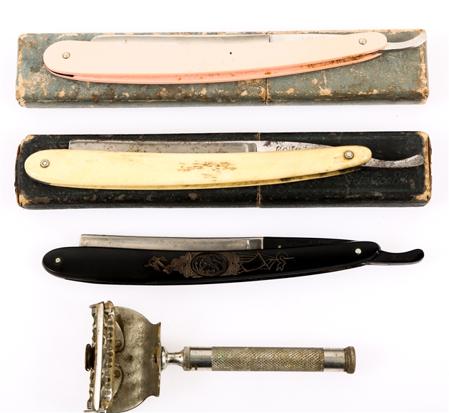 SHAVING GROUPING - STRAIGHT RAZORS & SAFETY RAZOR 