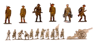 CAST IRON TOY SOLDIERS & CANNON