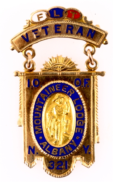 INDEPENDENT ORDER OF ODD FELLOWS 14K GOLD MEDAL BADGE