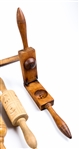 EARLY 20TH C. CARVED WOODEN KITCHEN & HOUSEHOLD TOOLS