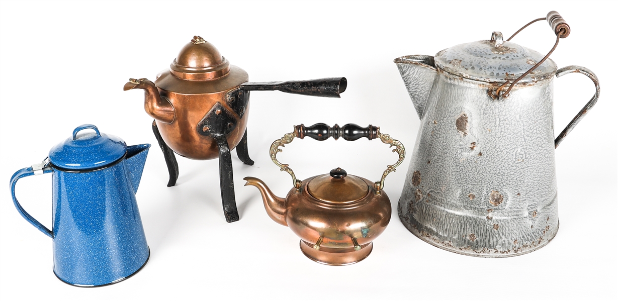 20TH C. ALUMINUM & COPPER KETTLES 