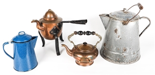 20TH C. ALUMINUM & COPPER KETTLES 