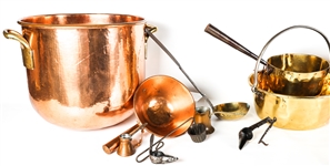 20TH C. COPPER AND BRASS COOKWARE