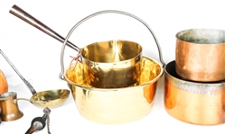 20TH C. COPPER AND BRASS COOKWARE
