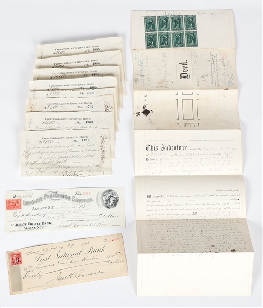19th C. EPHEMERA & DOCUMENTS - NEW YORK DEED, BONDS