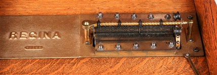 REGINA MUSIC BOX PLAYER WITH MATCHING TABLE STAND