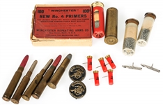 WINCHESTER SALESMAN DUMMY AMMUNITION, PINS & MORE