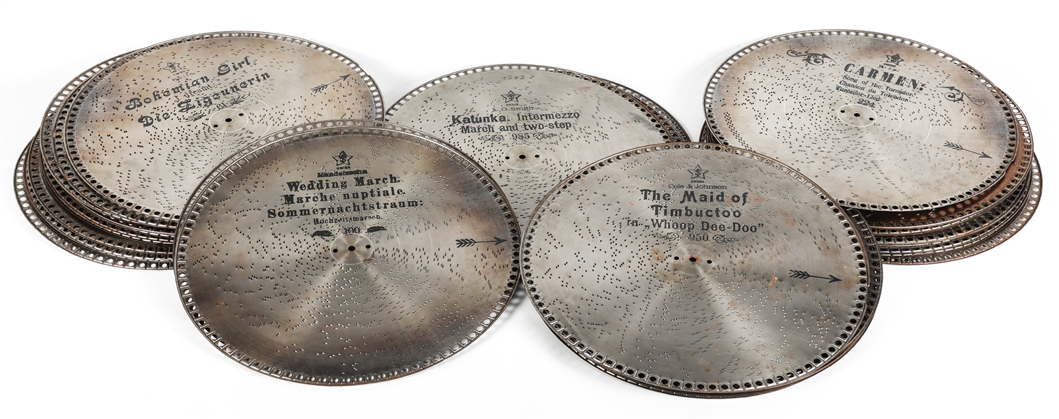 19TH & 20TH C. MUSIC BOX 15.5"  DISCS