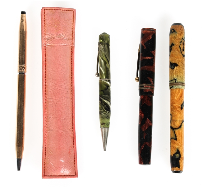 CROSS 14K GF BALL POINT PEN & BAKELITE FOUNTAIN PENS
