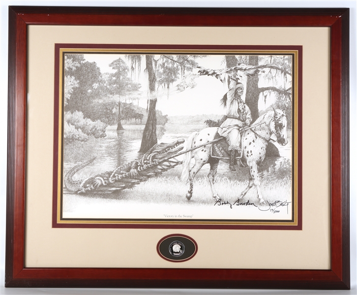 JOE BELT BOBBY BOWDEN SIGNED VICTORY IN THE SWAMP PRINT