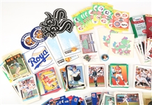SPORTS CARDS, STICKERS, PINS - BASEBALL, FOOTBALL, BASKETBALL