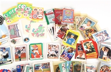 SPORTS CARDS, STICKERS, PINS - BASEBALL, FOOTBALL, BASKETBALL