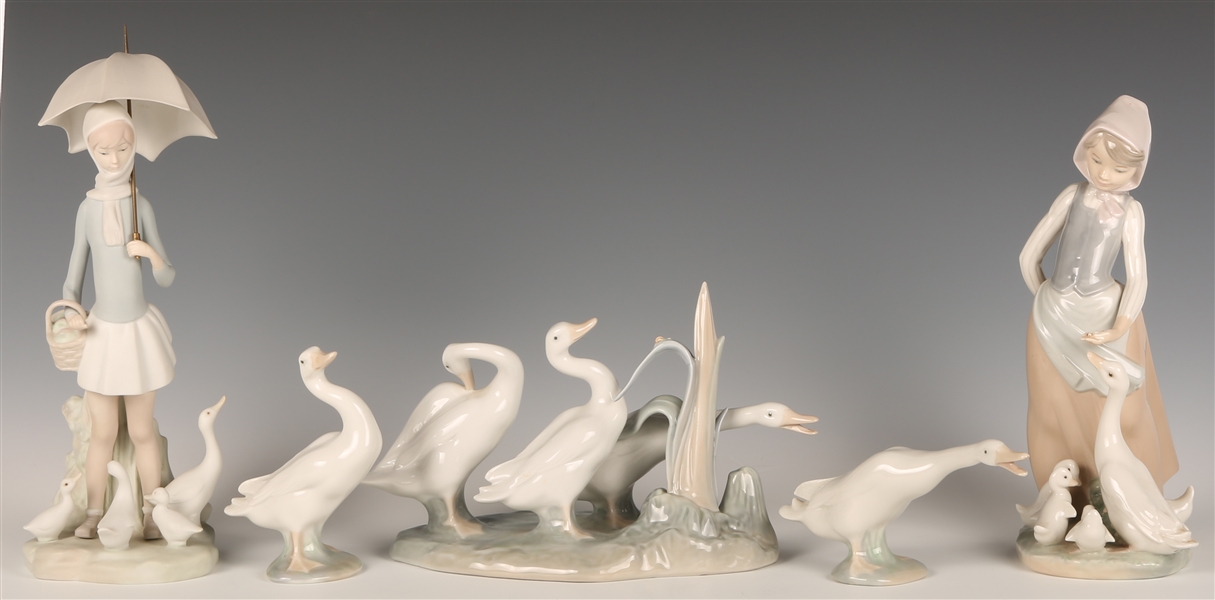 LLADRO PORCELAIN FIGURINES - GIRLS WITH GEESE, DUCKS