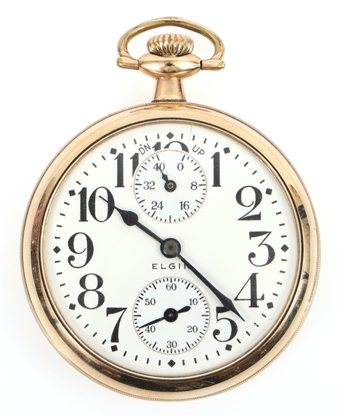 20TH C. ELGIN FATHER TIME GOLD FILLED CASE POCKET WATCH