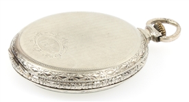 EARLY 20TH C. ELGIN WHITE GOLD FILLED CASE POCKET WATCH