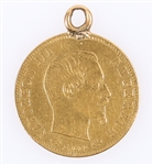 1857 NAPOLEON III 10 FRANCS GOLD COIN PENDANT
