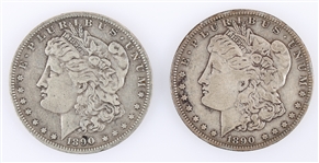 1890-O US MORGAN SILVER DOLLAR COINS - LOT OF 2