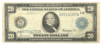 1914 US $20 FEDERAL RESERVE LARGE SIZE BANKNOTE