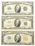 1934 & 1953 US $10 SILVER CERTIFICATES - BLUE & YELLOW
