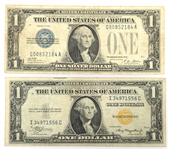 1928A & 1935A US $1 SILVER CERTIFICATES - BLUE & YELLOW
