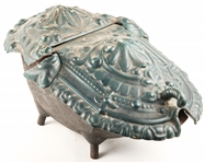 19TH C. ENAMELED IRON COAL HOD/SCUTTLE 