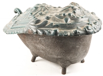 19TH C. ENAMELED IRON COAL HOD/SCUTTLE 