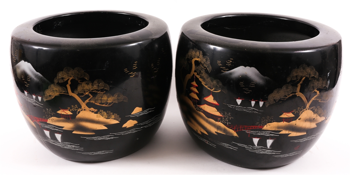 JAPANESE MOUNT FUJI PLASTER JARDINIERES