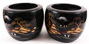 JAPANESE MOUNT FUJI PLASTER JARDINIERES