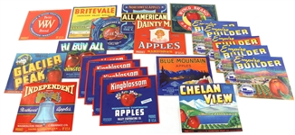 WASHINGTON STATE FRUIT CRATE LABELS LOT OF 19