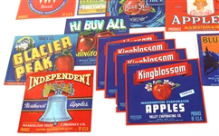 WASHINGTON STATE FRUIT CRATE LABELS LOT OF 19
