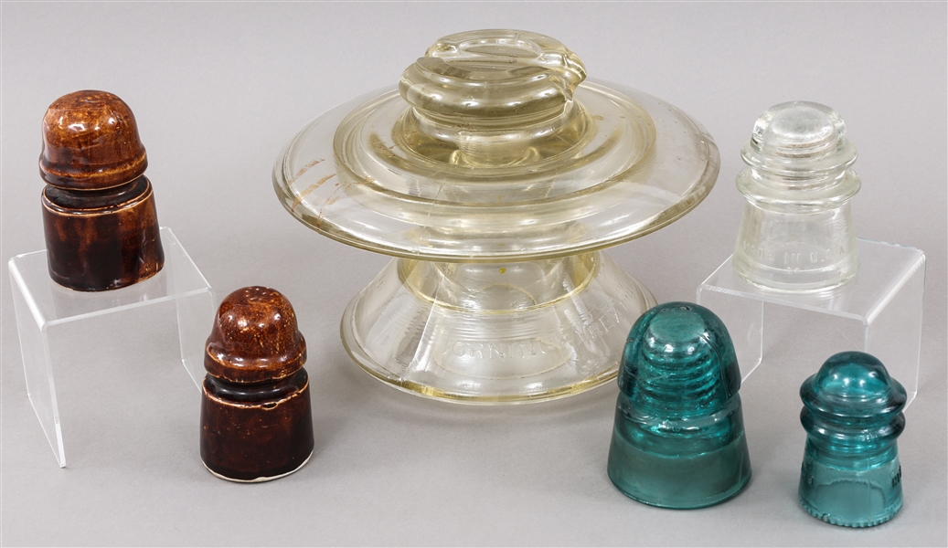 GLASS AND CERAMIC INSULATORS LOT OF 6