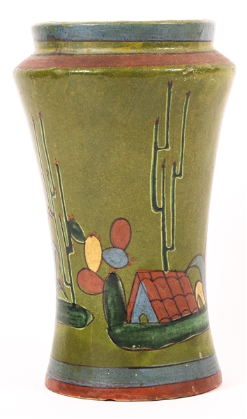 20TH C. TLAQUEPAQUE MEXICAN FOLK POTTERY VASE