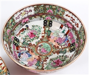 CHINESE ROSE MEDALLION PORCELAIN BOWLS - LOT OF 3