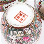 CHINESE ROSE MEDALLION PORCELAIN BOWLS - LOT OF 3