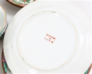 CHINESE ROSE MEDALLION PORCELAIN TEA CUPS & PLATES