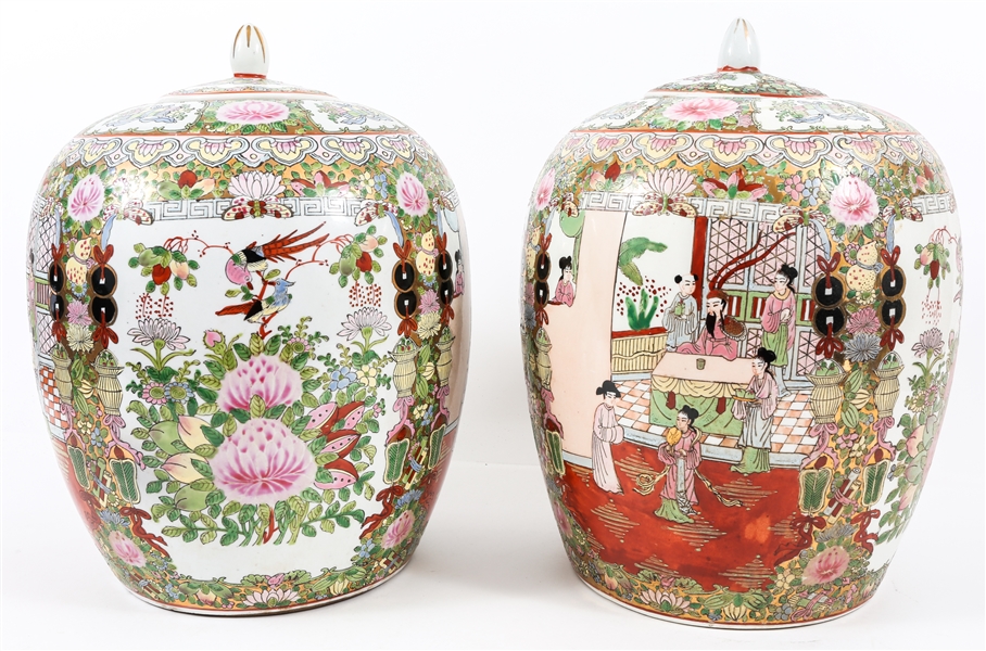 CHINESE ROSE MEDALLION PORCELAIN GINGER JARS