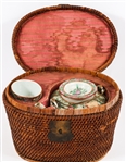 MID-20TH C. CHINESE PORCELAIN WICKER WEDDING TEA SET