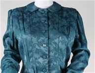 1960s MARISSA FERRERE GREEN DAMASK WOMENS ENSEMBLE