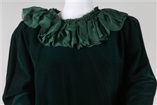 1950s WOMEN'S MIDI LENGTH GREEN VELVET DRESS