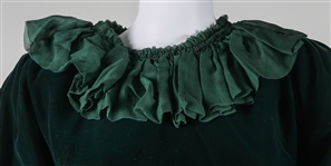 1950s WOMEN'S MIDI LENGTH GREEN VELVET DRESS