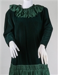 1950s WOMEN'S MIDI LENGTH GREEN VELVET DRESS