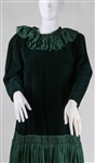 1950s WOMEN'S MIDI LENGTH GREEN VELVET DRESS