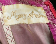 1950s WOMEN'S TEA LENGTH PINK & GOLD DAMASK DRESS