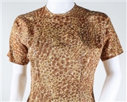 1950s WOMEN'S BROWN FLORAL PRINT MIDI LENGTH DRESS