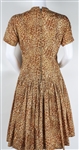 1950s WOMEN'S BROWN FLORAL PRINT MIDI LENGTH DRESS